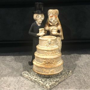 Halloween dead goth skeleton bride and groom wedding cake ceramic by Mark Cook